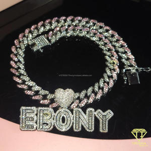 Luxury " EBONY " Letter Pendant <b>Chain</b> Lab Grown Diamond Custom <b>Name</b> Necklace Hip Hop Bling Jewelry Gift - Product Image 5