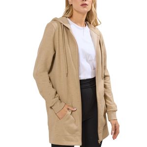 Sweat-shirt à capuche zippé en polaire pour femme grande taille, automne/hiver, fabrication OEM, vente en gros - Product Image 2