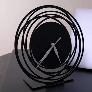 Contemporary Black Metal Desk <b>Clock</b> Perfect For Bedroom Decor Study <b>Tables</b> And Shelf Display Arrangement Handcrafted From India - Product Image 2