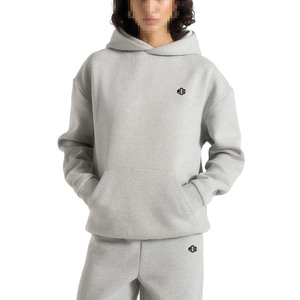 Sudadera con capucha de forro polar de alta calidad para mujer, corte holgado extragrande, conjunto de chándal con logo personalizado, venta al por mayor, ropa urbana lisa en blanco. - Product Image 2