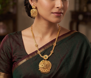 Divyoro - Juego de Collar y Pendientes Clásicos con Diseño de Flores Chapados en Oro para Mujer, Joyería Étnica para Bodas y Fiestas con Piedras de Circonio - Product Image 3