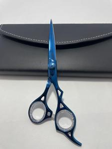 Professional Sharp Blue Titanium Coated Stainless Steel Barber Scissors 6.0 Inch <b>Long</b> Hair Cutting <b>Shears</b> Salon Barber Set - Product Image 2