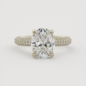 Custom 14K Solid Gold Oval Lab Grown <b>Diamond</b> Engagement <b>Ring</b> with Pave Accent Classic Delicate Bridal Anniversary <b>Ring</b> Wholesale - Product Image 1