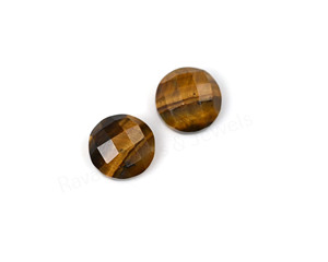 Cabujón facetado de ojo de tigre, forma redonda, 10 mm, parte trasera plana, altamente pulido, piedra preciosa suelta para la fabricación de joyas y colgantes, más vendido. - Product Image 3