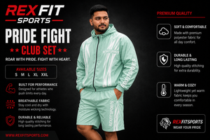 REXFIT SPORTS 2026 Conjunto Deportivo Personalizado para Hombre en Verde Menta, Chaqueta Cortavientos de Poliéster y Pantalones Cortos, Traje de Entrenamiento - Product Image 6