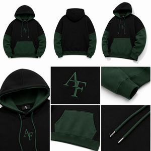 Sweat-shirt à capuche surdimensionné bicolore avec broderie personnalisée, en molleton épais, streetwear unisexe, décontracté - Product Image 6