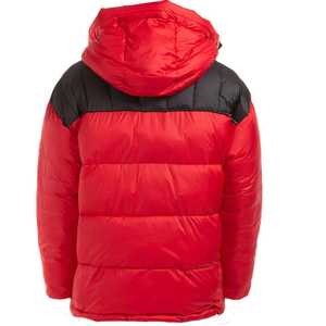 Men's <b>Red</b> <b>Hooded</b> Reversible Canvas Puffer <b>Jacket</b> Windproof Zipper Closure Winter Casual Regular Length Polyester Shell Cotton - Product Image 2