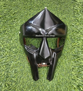 Masque facial de chevalier gladiateur médiéval fait main en acier doux noir pour adulte, idéal pour la fête des mères et le Nouvel An - Product Image 1