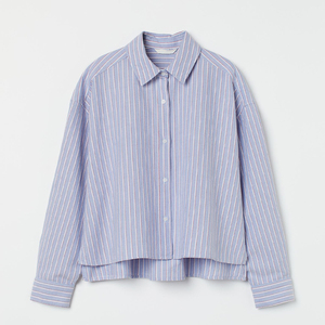 Chemisier décontracté à rayures boutonné pour femme, manches longues, coupe oversize, col classique, idéal pour le bureau et les affaires - Product Image 1