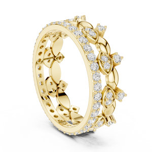 <b>Gold</b> Plated Crown <b>Ring</b> Set Round Brilliant Diamond Band <b>Opal</b> Cut Jewelry for Wedding Party Gift - Product Image 3