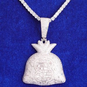 Collar con Colgante de Bolsa de Dinero con Diamantes Cultivados en Laboratorio, Corte Baguette, Estilo Hip Hop, para Hombre - Product Image 5