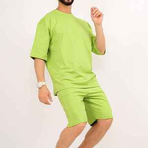 Men's Casual 2-Piece Shorts <b>Set</b> with Short Sleeve T-Shirt 100% Cotton Breathable Summer Wear - Product Image 6