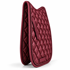 Tapis de selle de dressage bordeaux matelassé avec rembourrage en polyester, coque synthétique, style saut d'obstacles, protection pour cheval, sangle de ventre incluse - Product Image 4