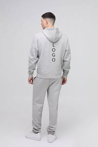 Ensemble de survêtement gris clair personnalisé pour hommes, sweat-shirt et pantalon de jogging assortis, streetwear décontracté, vêtements de sport deux pièces - Product Image 6