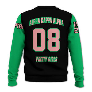 Sweat-shirt à col rond Alpha Aka Alpha Pink Camouflage, coupe régulière unisexe, imprimé avec des lettres grecques, sweat-shirt universitaire - Product Image 6