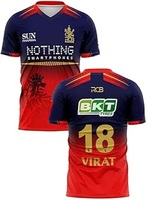 Maillot de cricket RCB IPL 2026 personnalisé imprimé par sublimation en polyester, T-shirt de sport surdimensionné respirant à séchage rapide, couleur Royal