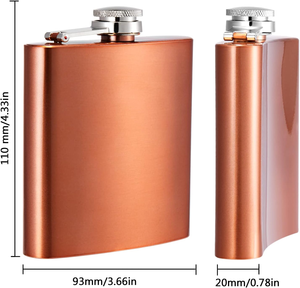 Nuevo Diseño de Petaca de Acero Inoxidable para Licores, Dorada, 6oz, Petaca Metálica de Acero Inoxidable Personalizada - Product Image 1