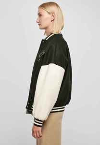 Veste universitaire noire pour femme avec broderie de lettres blanches sur les manches, coupe classique, pour l'automne - Product Image 2