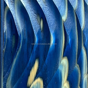 IRODORITAI WAVE SNAKE Planches de parquet modernes en cèdre japonais massif teint et luminescent, à rainures et languettes W-02-BL Commerce et divertissement - Product Image 1