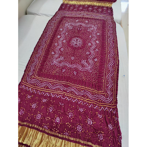 Dupatta Morado Bandhani, Chal de Seda Tradicional con Tinte Anudado, Sin Arrugas, para Bodas, Fiestas, Diwali, Mujeres - Product Image 1