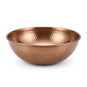 Bol en cuivre pur martelé à la main, bol de service et de mélange pour la cuisine, bol décoratif en métal, vaisselle en cuivre faite à la main, fournisseur en gros - Product Image 1