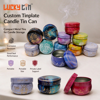 Boîte en métal ronde personnalisée Lucky Tin, conteneur en fer blanc en gros, pots à bougies en fer blanc pour emballage cadeau de cire parfumée, marque privée