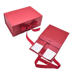 Factory Wholesale <b>Matte</b> Glossy Magnetic Flip Top Gift Box Custom Printed Rigid Cardboard Packaging with Ribbon - Product Image 4