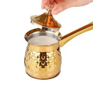 Wholesale Plain Silver Tone <b>Turkish</b> Coffee <b>Pot</b> Wood Handle Cezve Ibrik Traditional Coffee Maker Briki Maker - Product Image 2
