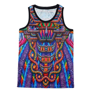 Débardeur pour homme à imprimé psychédélique, séchage rapide, sans manches, réactif aux UV, pour festivals EDM et tenue décontractée - Product Image 1