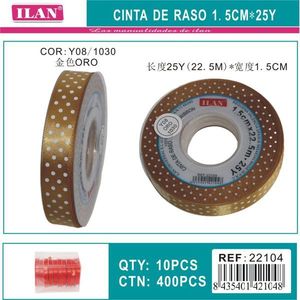 Nastro dorato a pois Ilan da 1,5 cm, 25 iarde, per artigianato e decorazioni - Product Image 3