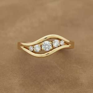 Lab Grown Round Cut Diamond Unique Wave Band <b>Ring</b> For Women's 14K Solid Gold Fine Engagement Surprise Gift For Lovers - Product Image 6