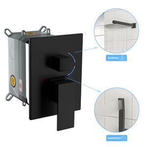 Il sistema doccia quadrata a parete da 12 pollici in gomma e bronzo a olio include accessori per doccia con valvola ruvida - Product Image 6