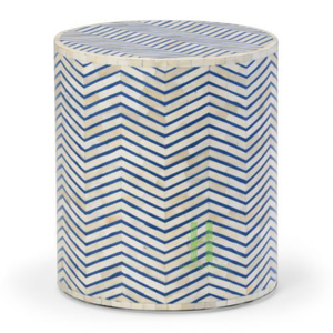 HNH <b>Craft</b> Modern Rattan/Wicker Striped Side <b>Table</b> with Mother of Pearl Inlay Black Nightstand & Customized Accent <b>Table</b> - Product Image 5