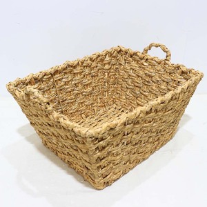 Panier de rangement rectangulaire en jacinthe d'eau naturelle, très vendu, avec poignées, bac rustique multi-usages pour l'organisation et l'arrangement - Product Image 4