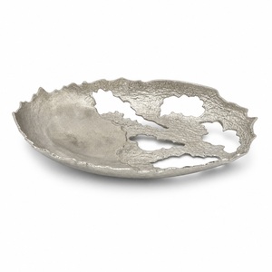 Handcrafted Modern Aluminium Decorative Centerpiece Tray with Organic Cutout Design for Diwali Home Decor - Product Image 1
