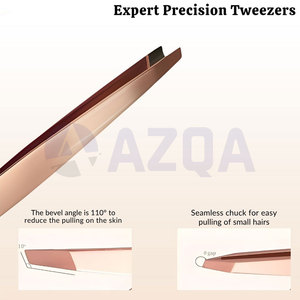 Pinzas de Precisión de Acero Inoxidable con Punta Inclinada en Oro Rosa y Titanio para Dar Forma a las Cejas y Eliminar el Vello Facial (Venta al Por Mayor) - Product Image 4