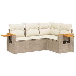 Conjunto de Sofás Modulares Medianos de Ratán Sintético PE Beige para Jardín, Colección de Muebles de Jardín - Product Image 2