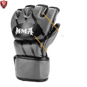 Gants d'entraînement unisexes SUMROOS INDUSTRY à demi-doigts en PU, impression numérique, fermeture auto-agrippante réglable pour MMA, boxe, arts martiaux - Product Image 2