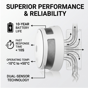 Détecteur <span class=keywords><strong>de</strong></span> fumée sans fil interconnecté avec batterie scellée 10 ans et capteur photoélectrique - Product Image 2
