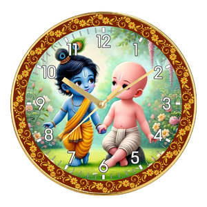 Reloj de Pared con Diseño de Historia Emocional de la Amistad de Krishna y Sudama, Impresión Personalizada - Regalo Espiritual para San Valentín, Día del Padre, Pascua - Product Image 1