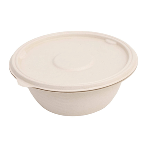 Bol en bagasse compostable avec couvercle |   Conteneur alimentaire écologique en fibre de canne à sucre |   Bol jetable résistant aux fuites et compatible micro-ondes - Product Image 3