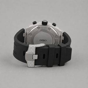 Montre-bracelet chronographe de luxe pour homme, entièrement pavée de diamants, bracelet en caoutchouc noir, boîtier entièrement pavé, montre de créateur tendance hip-hop - Product Image 4