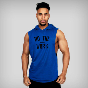 เสื้อกล้ามมีฮู้ดสีแดงสำหรับผู้ชาย พิมพ์ลาย Do The Work สไตล์ลำลอง ทรงเข้ารูป ผ้าถักเนื้อฝ้าย ใส่สบายในฤดูร้อน เสื้อฮู้ดแขนกุดสำหรับผู้ชาย - Product Image 5