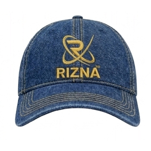 Gorra de Béisbol RIZNA de Mezclilla Twill, 6 Paneles, Ajustable, Unisex, Estilo Casual Vintage, Lavada, con Logotipo Bordado en 3D en el Panel Frontal, Azul, Algodón, Metal - Product Image 3