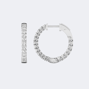 Pendientes de Aro con Diamantes de Corte Redondo de 1.10CTW con Engaste Compartido Tipo Eternity - Product Image 5