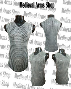 Camisa de Malla de Aluminio Medieval sin Mangas, Hauberk para Adulto Unisex, Armadura de Anillos Entrelazados para Batalla, Caballero, Recreación Histórica - Product Image 6
