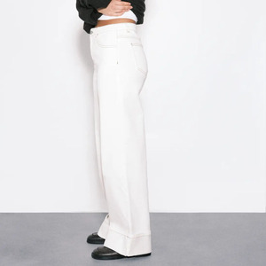 Pantalones Vaqueros de Algodón Blancos de Pierna Ancha con Logo Personalizado para Verano, de Cintura Alta, Ajuste Holgado, Largos, con Dobladillo, Casuales, Tallas Grandes para Mujer - Product Image 4