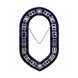 Collar de Cadena Masónico Chapado en Oro con Pedrería y Terciopelo Morado para Capítulo del Arco Real, Insignia Masónica - Product Image 4