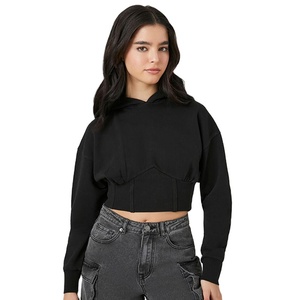 Sudadera con capucha lisa de diseño crop para mujer, ajuste ceñido, moda urbana, peso pesado 280 g/m², venta al por mayor 2026 - Product Image 1