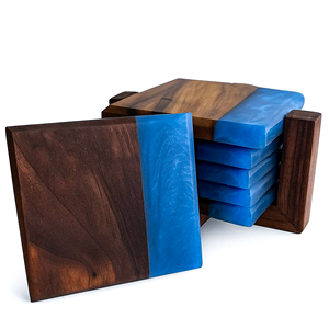 Walnut Wood Resin Coasters Classic Square Design Lightweight Customizable Color & Size Custom Logo Custom Packaging - Product Image 1
